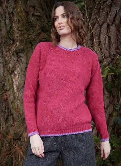 Slaney Contrast Crew Neck in Brambleberry